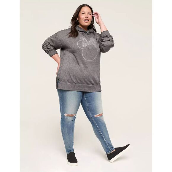 Lane Bryant $74 Relaxed Minnie Mouse rhinestone Hoodie sweatshirt 18/20 2X - Picture 2 of 9
